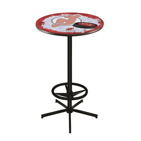 Holland Bar Stool Co 42" Black New Jersey Devils Pub Table, 28" dia. Top L216B4228NJDevl-D2